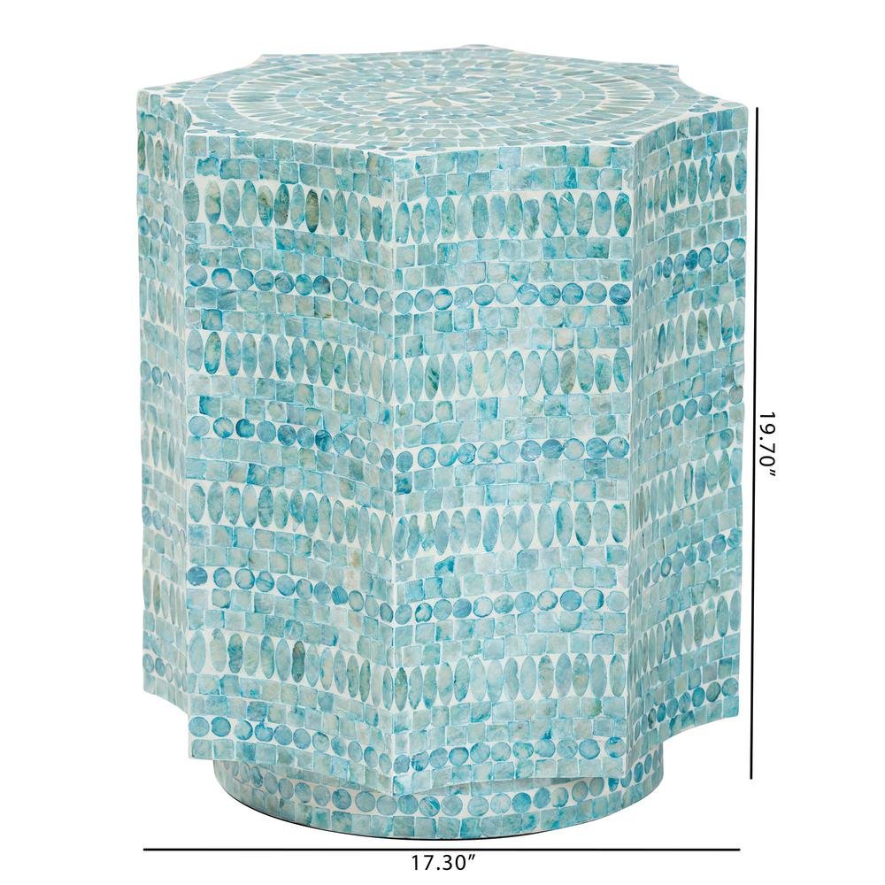 Baxton Studio Olesia Modern Bohemian Blue Mother of Pearl End Table