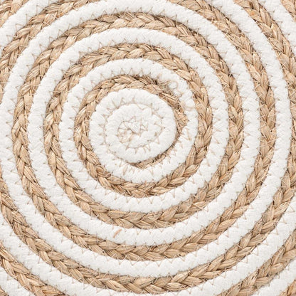 Bohemian Natural Brown Seagrass and Woven Rope Ottoman Footstool