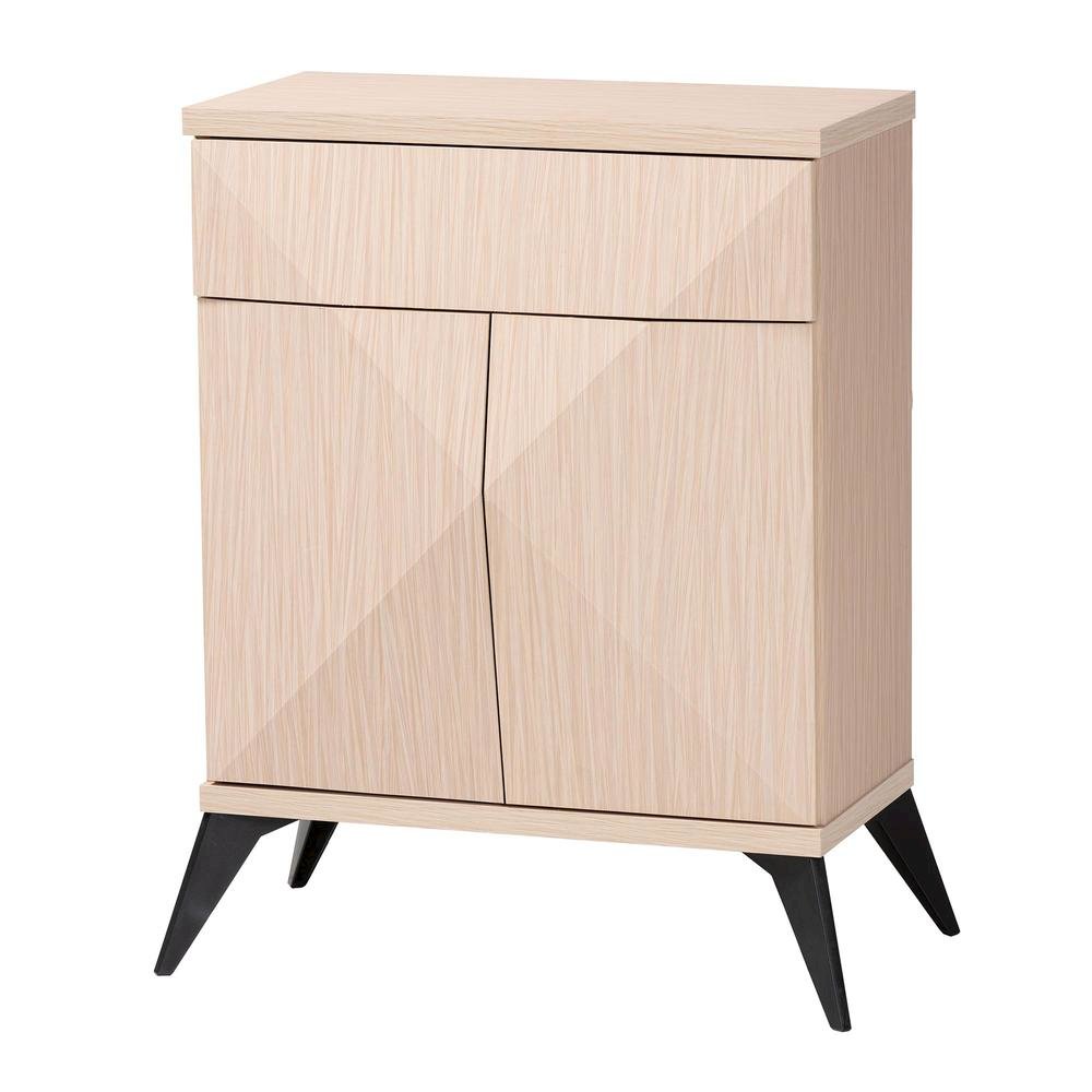 Modern Two-Tone Light Brown and Black Wood 2-Door Sideboard Buffet