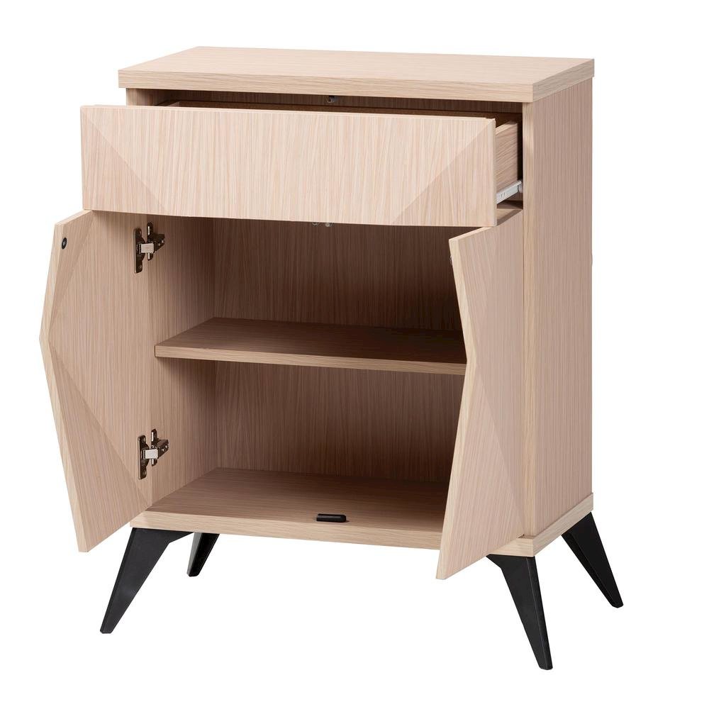 Modern Two-Tone Light Brown and Black Wood 2-Door Sideboard Buffet