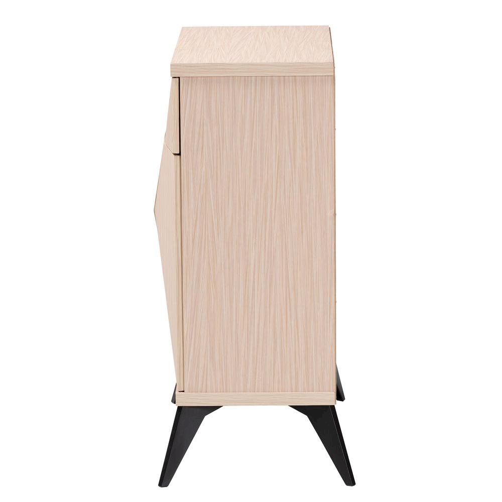 Modern Two-Tone Light Brown and Black Wood 2-Door Sideboard Buffet