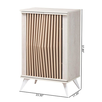 Modern Transitional Light Grey and Brown Wood 2-Door Storage Cabinet