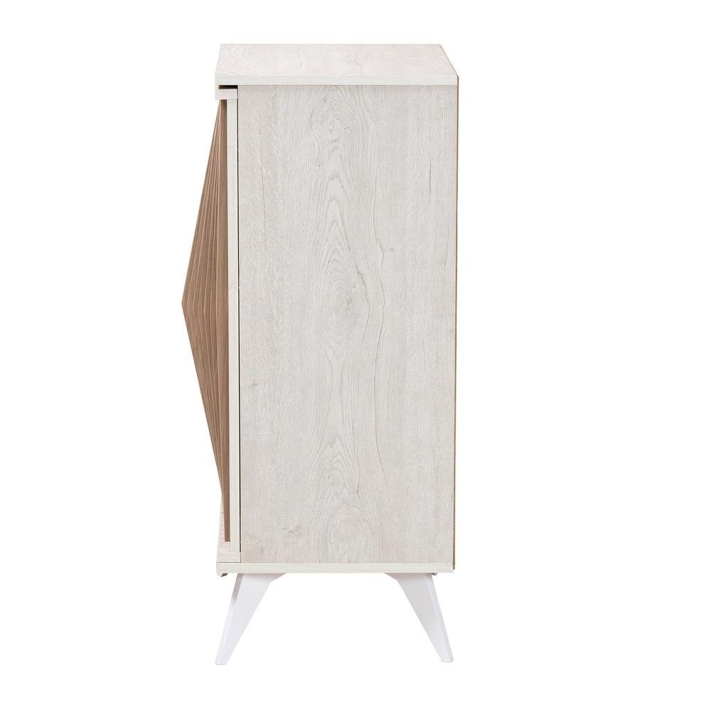 Modern Transitional Light Grey and Brown Wood 2-Door Storage Cabinet