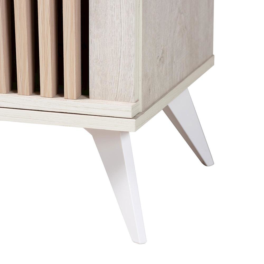 Modern Transitional Light Grey and Brown Wood 2-Door Storage Cabinet
