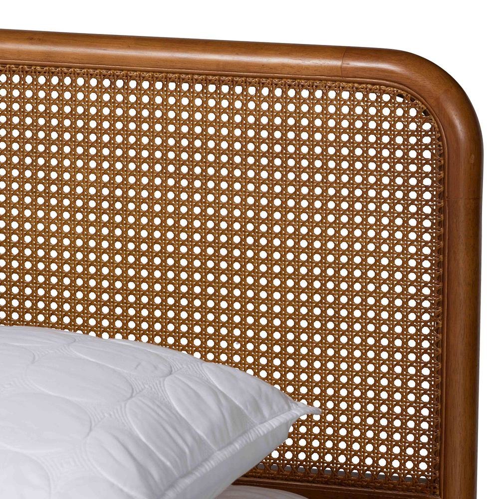 Light Grey Velvet Fabric and Walnut Brown Finished Wood Queen Size Platform Bed