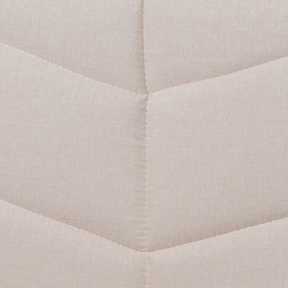 Beige Fabric and Black Wood Queen Size Bed with Built-In Side Tables