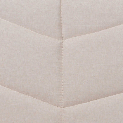 Beige Fabric and Black Wood Queen Size Bed with Built-In Side Tables