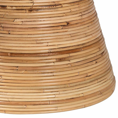 Bella Modern Bohemian Natural Rattan and Mahogany Wood Coffee Table
