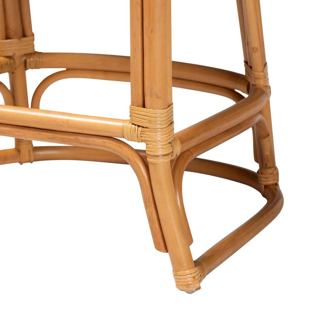 Veneto Modern Bohemian Light Honey and Dark Brown Rattan Bar Stool