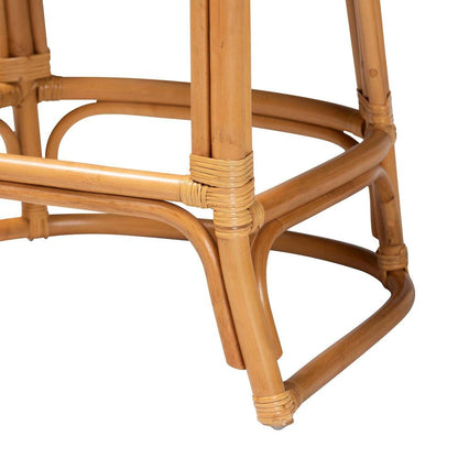 Veneto Modern Bohemian Light Honey and Dark Brown Rattan Bar Stool