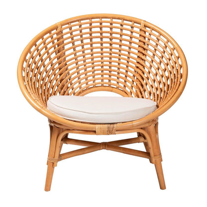 Aerin Modern Bohemian Natural Rattan Accent Chair