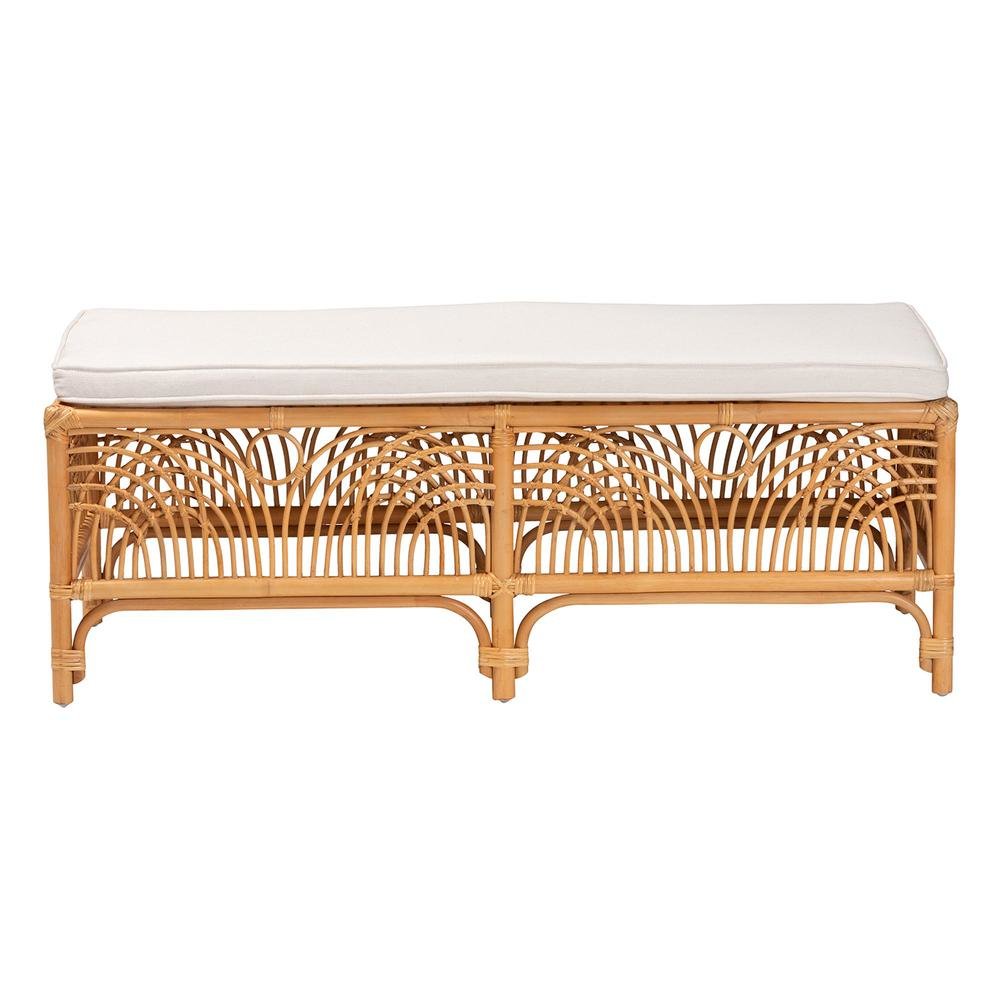 bali & pari Materra Modern bohemian Natural Brown Rattan Bench