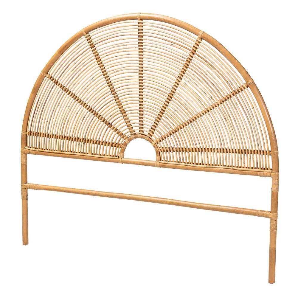 Nina Modern Bohemian Honey Rattan Queen Size Standalone Headboard