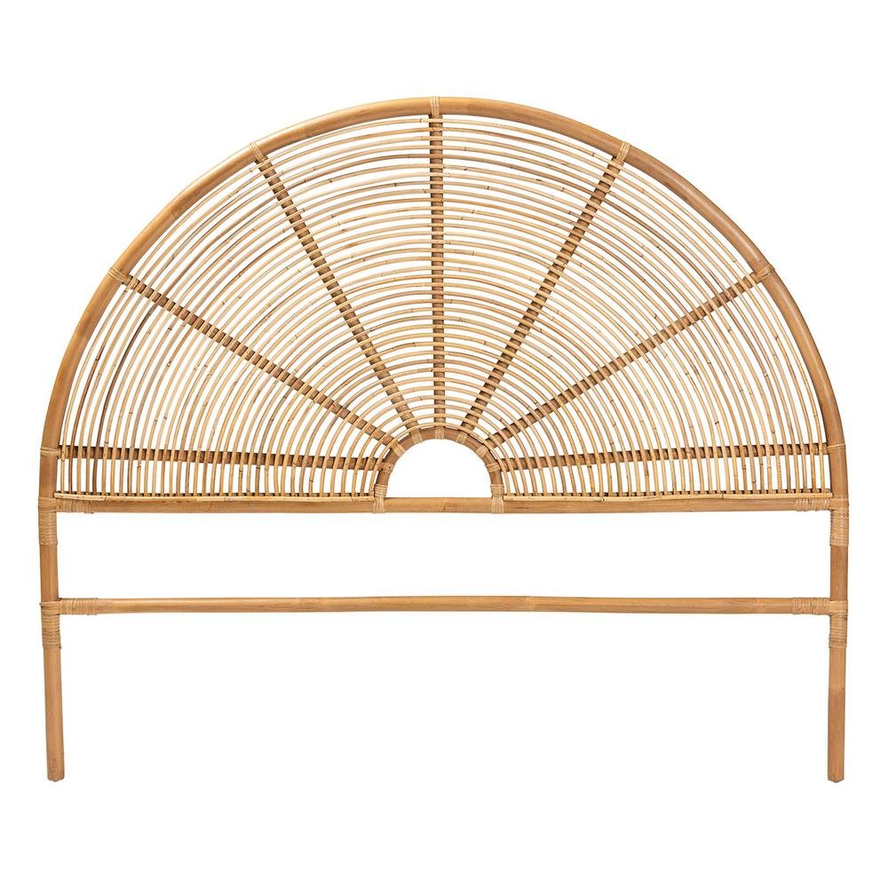 Nina Modern Bohemian Honey Rattan Queen Size Standalone Headboard