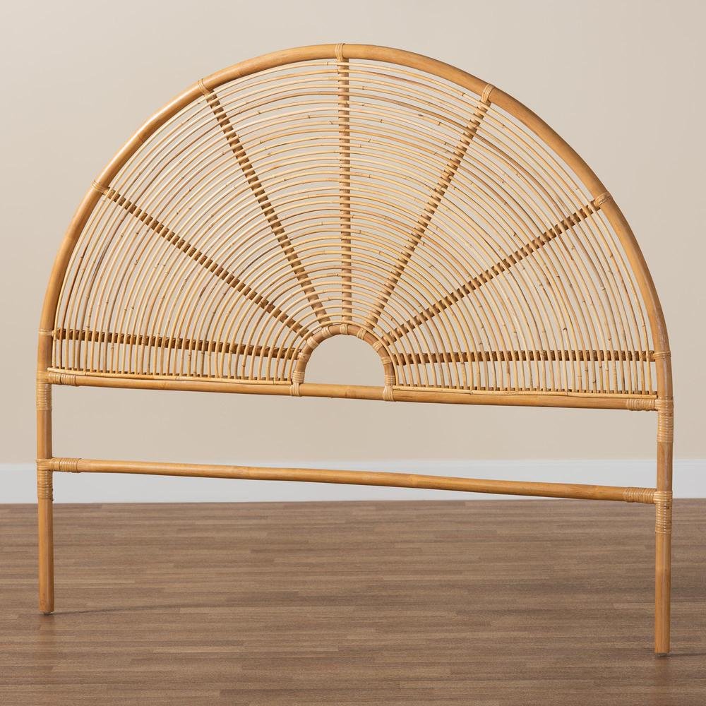 Nina Modern Bohemian Honey Rattan Queen Size Standalone Headboard