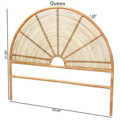 Nina Modern Bohemian Honey Rattan Queen Size Standalone Headboard
