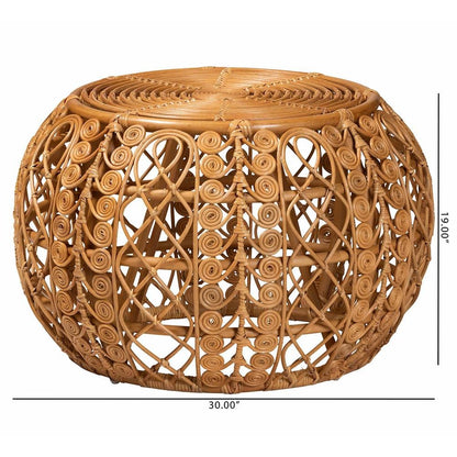 bali & pari Tiramisu Modern Bohemian Natural Brown Rattan Coffee Table