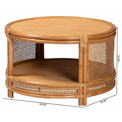 bali & pari Louis Modern Bohemian Natural Brown Rattan Coffee Table