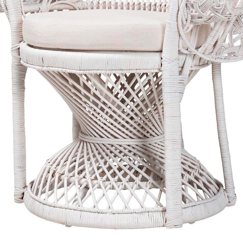 Kallima Modern Bohemian White Natural Rattan Peacock Chair