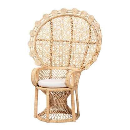 Hecate Modern Bohemian Natural Brown Rattan Peacock Chair