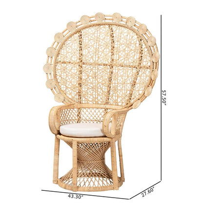 Hecate Modern Bohemian Natural Brown Rattan Peacock Chair