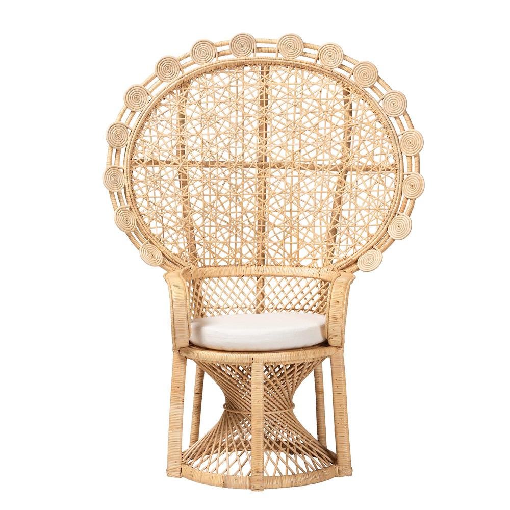 Hecate Modern Bohemian Natural Brown Rattan Peacock Chair