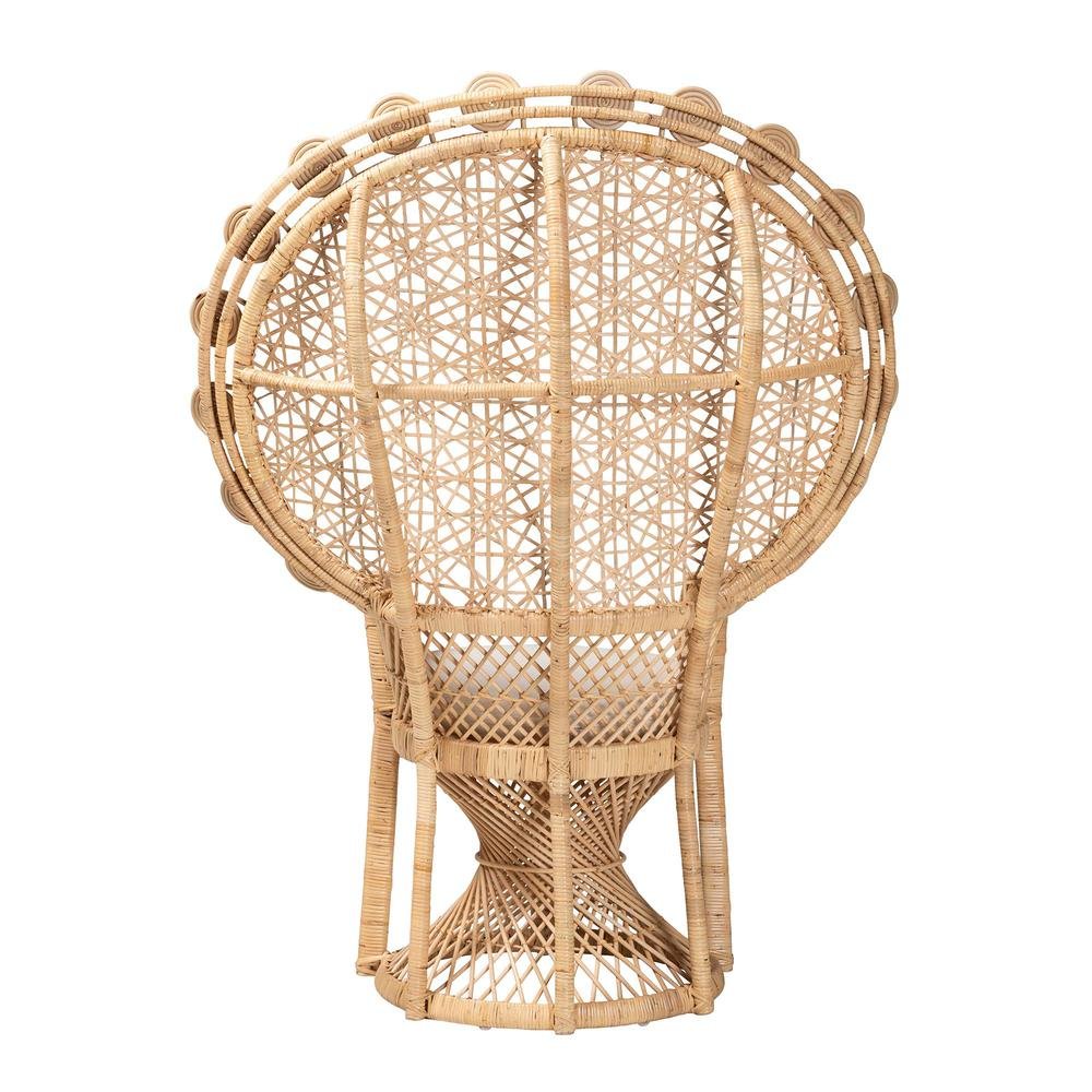 Hecate Modern Bohemian Natural Brown Rattan Peacock Chair