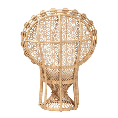 Hecate Modern Bohemian Natural Brown Rattan Peacock Chair