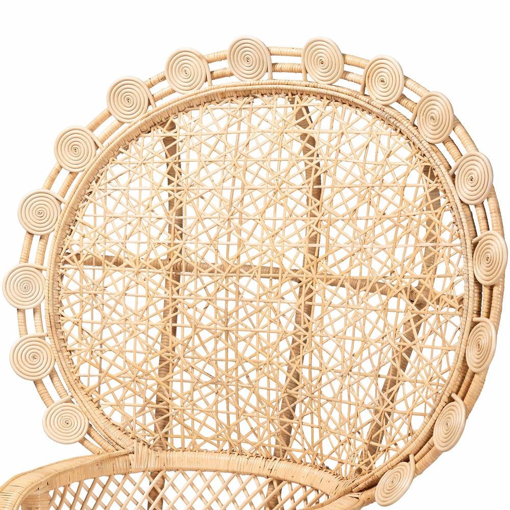 Hecate Modern Bohemian Natural Brown Rattan Peacock Chair