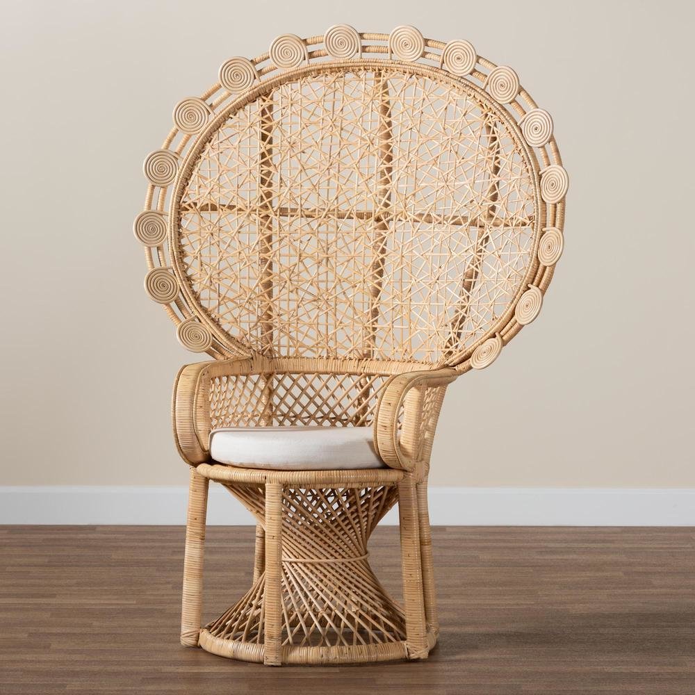 Hecate Modern Bohemian Natural Brown Rattan Peacock Chair