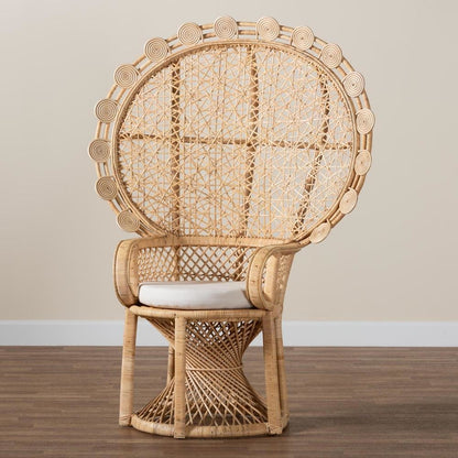 Hecate Modern Bohemian Natural Brown Rattan Peacock Chair