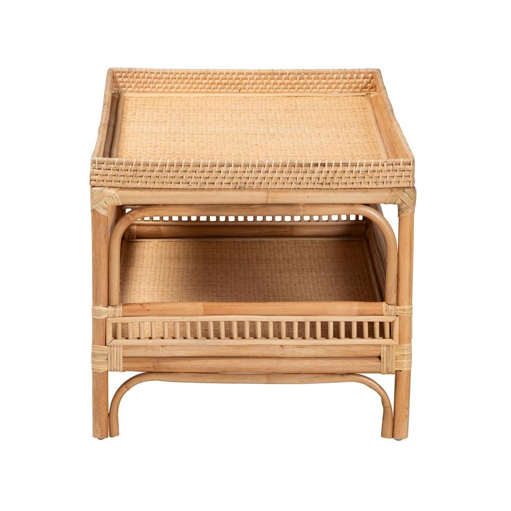 Lombok Modern Bohemian Natural Rattan Coffee Table