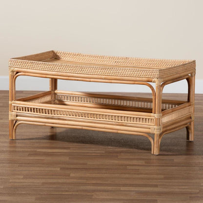 Lombok Modern Bohemian Natural Rattan Coffee Table