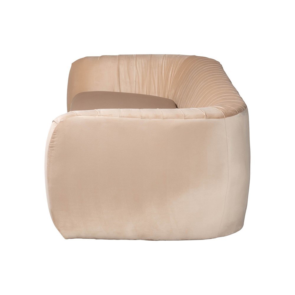Adanna Glam and Luxe Champagne Beige Velvet Fabric Sofa
