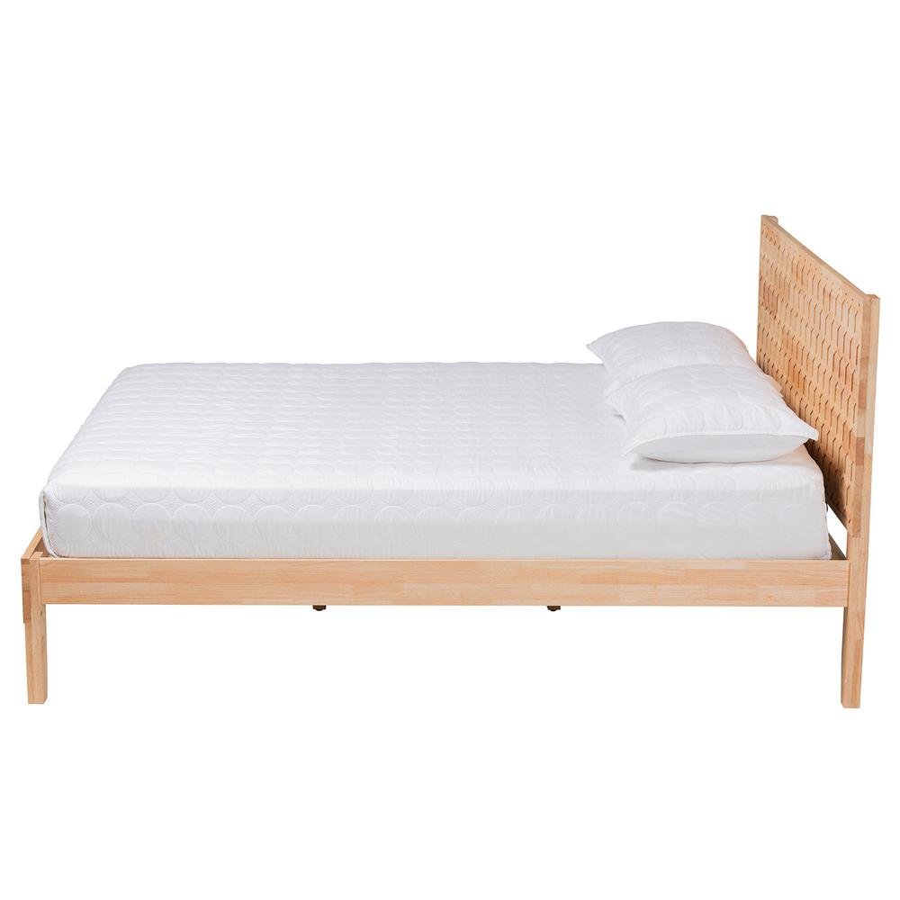 Hosea Japandi Carved Honeycomb Natural Queen Size Platform Bed