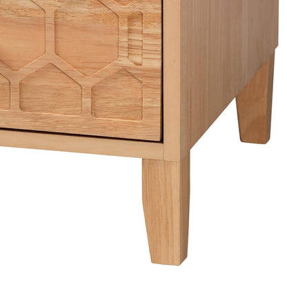 Hosea Japandi Carved Honeycomb Natural 3-Drawer Chest