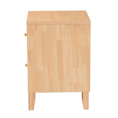 Hosea Japandi Carved Honeycomb Natural 2-Drawer Nightstand