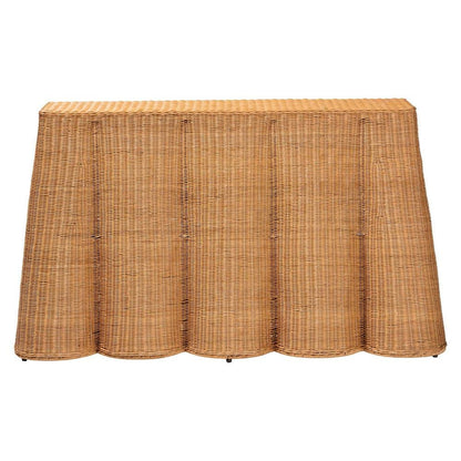 Palm Bohemian Honey Scallop Rattan Console Table