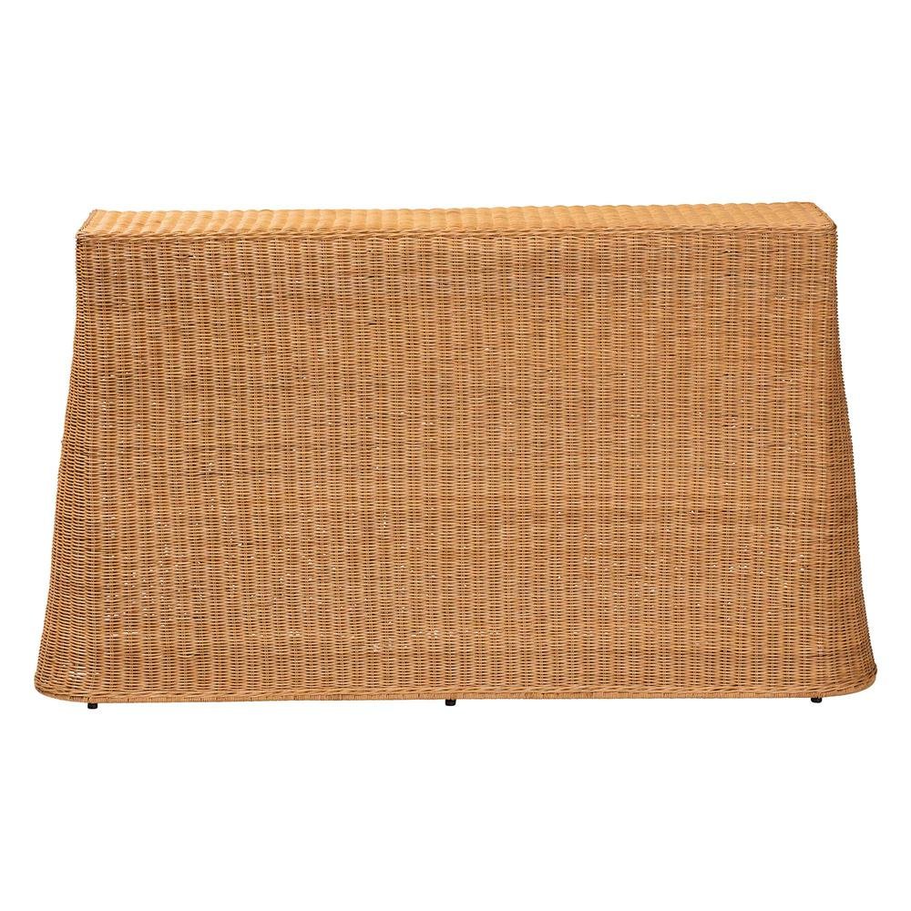 Palm Bohemian Honey Scallop Rattan Console Table