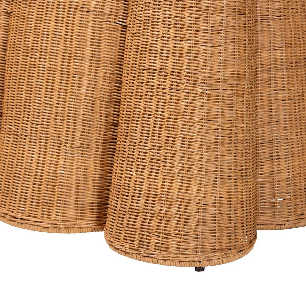 Palm Bohemian Honey Scallop Rattan Console Table