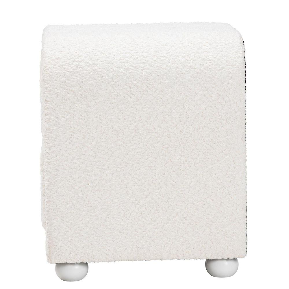 Bonilla Modern White Teddy-Bear Fabric and Rubberwood 2-Drawer Nightstand