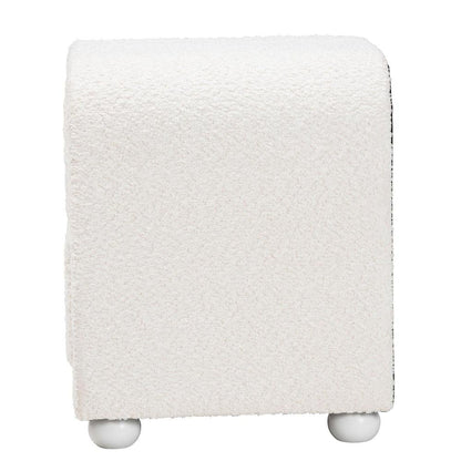 Bonilla Modern White Teddy-Bear Fabric and Rubberwood 2-Drawer Nightstand
