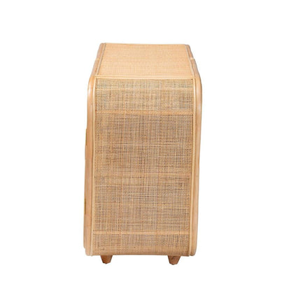 Evania Bohemian Natural Rattan 3-Door Storage Cabinet