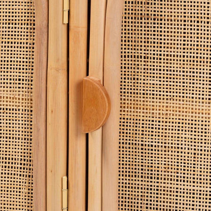Evania Bohemian Natural Rattan 3-Door Storage Cabinet