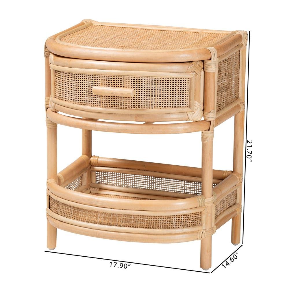 Divitia Bohemian Natural Rattan 1-Drawer Nightstand