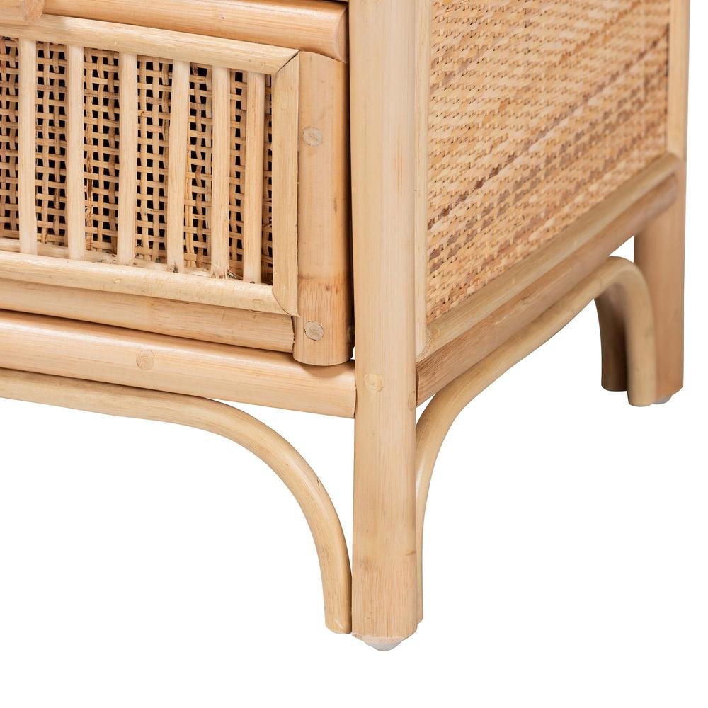 Adrika Bohemian Natural Rattan 2-Drawer Nightstand