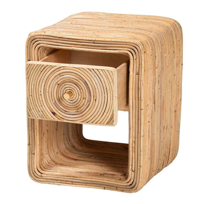 Rosina Bohemian Natural Rattan 1-Drawer Nightstand