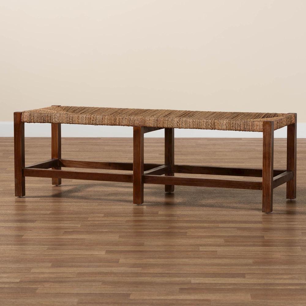 Liza Bohemian Natural Seagrass and Wood Accent Bench