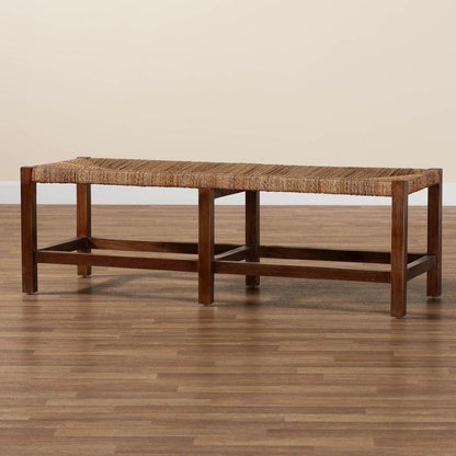 Liza Bohemian Natural Seagrass and Wood Accent Bench
