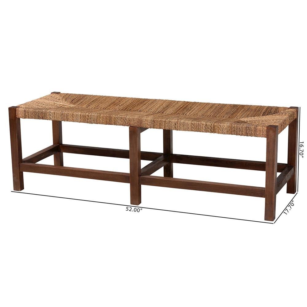 Liza Bohemian Natural Seagrass and Wood Accent Bench